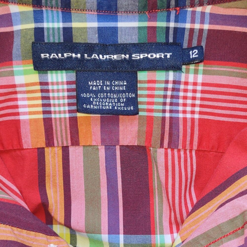 2 Boy's Ralph Lauren Button-Up Shirts Check & Plaid Long Sleeve  Boy Sz 10/12 - Picture 9 of 15